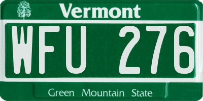 VT license plate WFU276