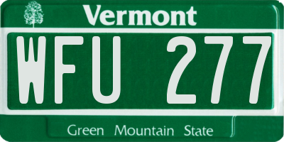 VT license plate WFU277