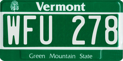 VT license plate WFU278
