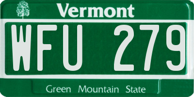 VT license plate WFU279