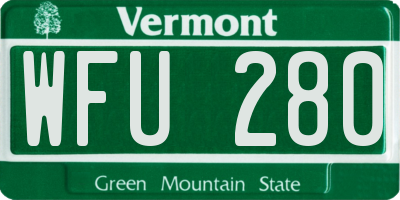 VT license plate WFU280