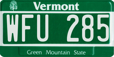 VT license plate WFU285