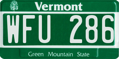 VT license plate WFU286