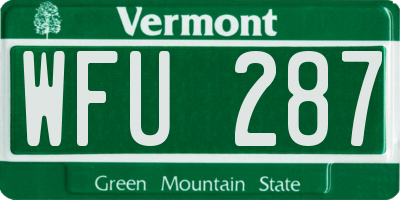 VT license plate WFU287