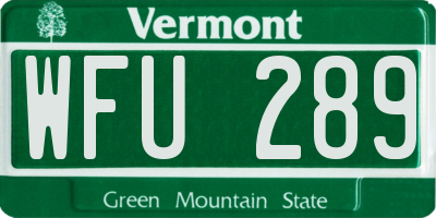 VT license plate WFU289