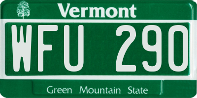 VT license plate WFU290