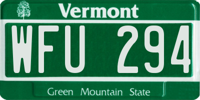 VT license plate WFU294