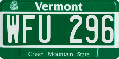 VT license plate WFU296