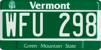 VT license plate WFU298