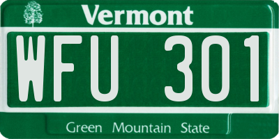 VT license plate WFU301