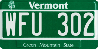 VT license plate WFU302