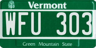 VT license plate WFU303