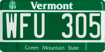 VT license plate WFU305