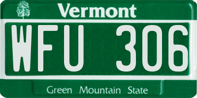 VT license plate WFU306