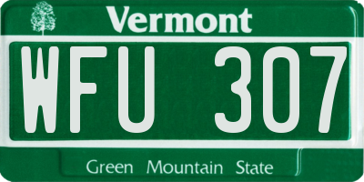 VT license plate WFU307