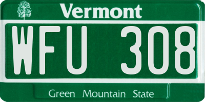 VT license plate WFU308