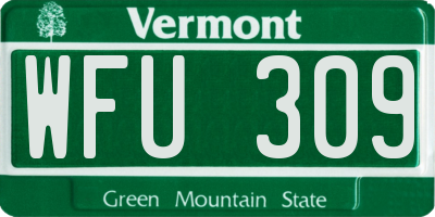 VT license plate WFU309
