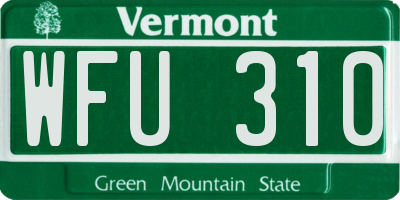 VT license plate WFU310
