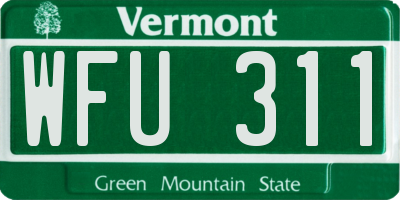 VT license plate WFU311