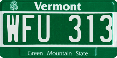 VT license plate WFU313