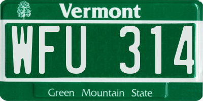 VT license plate WFU314