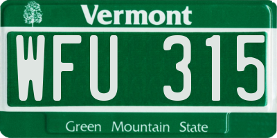 VT license plate WFU315