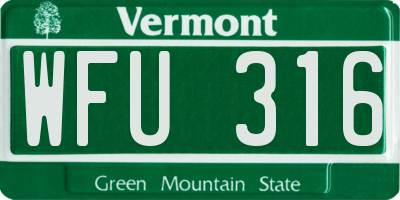 VT license plate WFU316