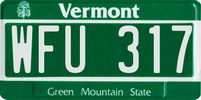 VT license plate WFU317