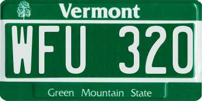 VT license plate WFU320