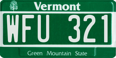 VT license plate WFU321