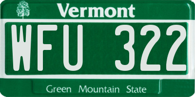 VT license plate WFU322