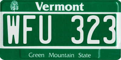 VT license plate WFU323