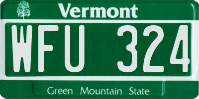 VT license plate WFU324