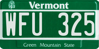 VT license plate WFU325