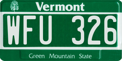 VT license plate WFU326