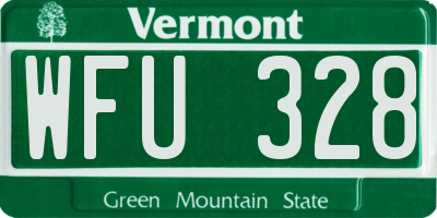 VT license plate WFU328