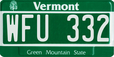 VT license plate WFU332
