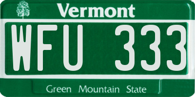 VT license plate WFU333