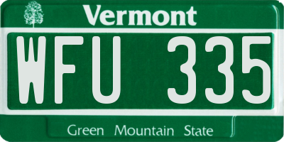 VT license plate WFU335