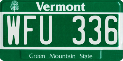 VT license plate WFU336