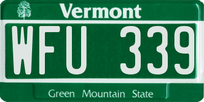 VT license plate WFU339