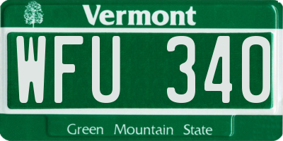 VT license plate WFU340