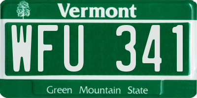 VT license plate WFU341