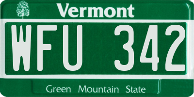 VT license plate WFU342