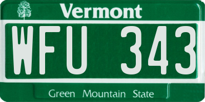 VT license plate WFU343