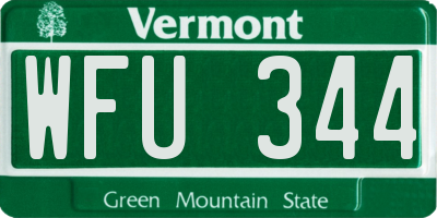 VT license plate WFU344