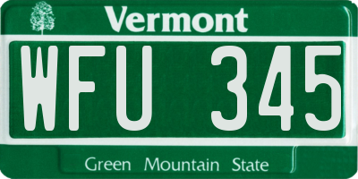 VT license plate WFU345