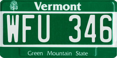 VT license plate WFU346