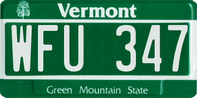 VT license plate WFU347