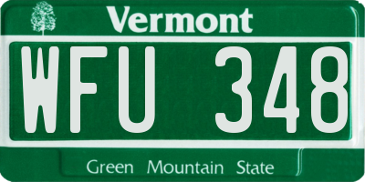 VT license plate WFU348